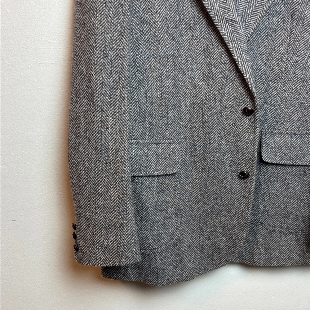 NWT VTG Pendleton Western Men’s Suede Wool Tweed Blazer‎ Gray Herringbone, 46L